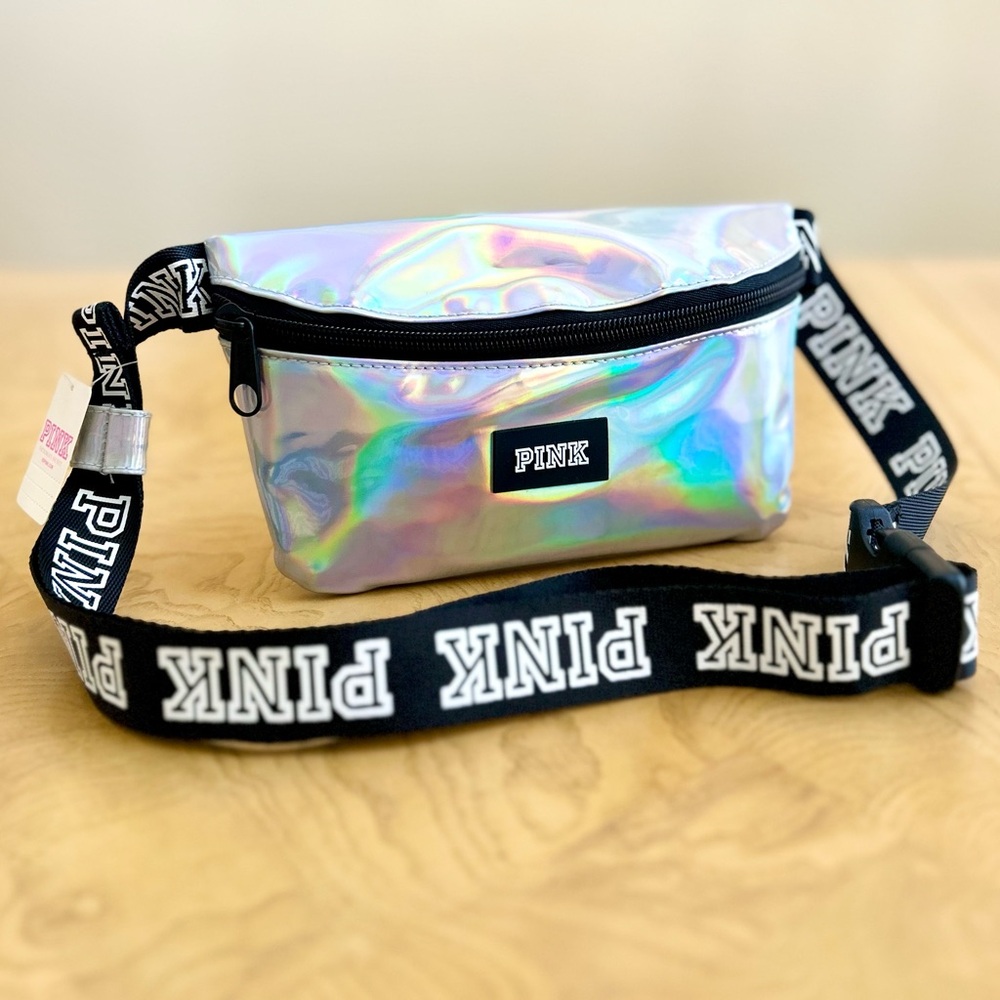 NWT Victoria’s Secret Pink Iridescent Holographic Belt Bag Fanny Pack Crossbody